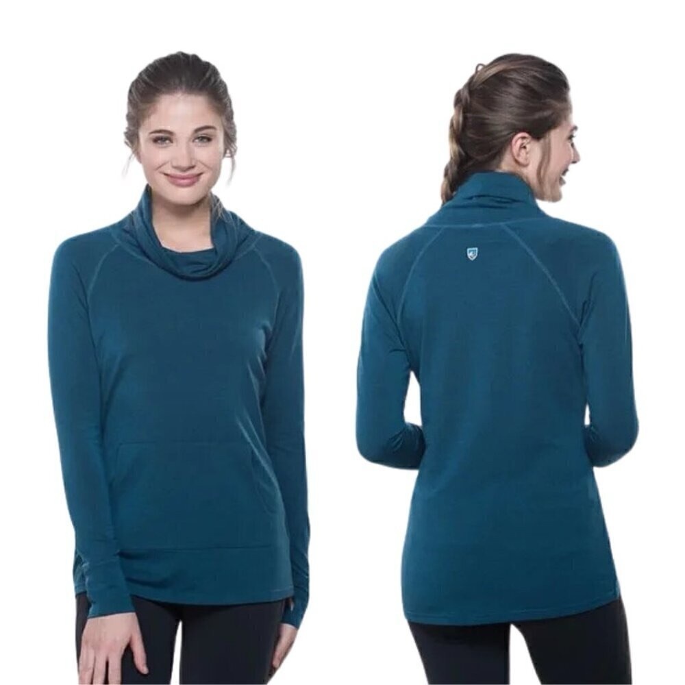 KUHL Alea Cowl Neck Long Sleeve Pullover Shirt Dark Teal S Gorpcore Outdoor Cozy